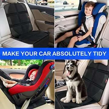 BANNIO Car Seat Protector, (2 Pack) Waterproof 600D Car Seat Protector for Child Car Seat with Organizer Pockets,Leather Seat Protector with Thickest Padding for Baby and Pet,Black