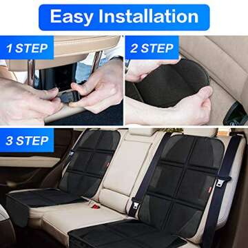 BANNIO Car Seat Protector, (2 Pack) Waterproof 600D Car Seat Protector for Child Car Seat with Organizer Pockets,Leather Seat Protector with Thickest Padding for Baby and Pet,Black