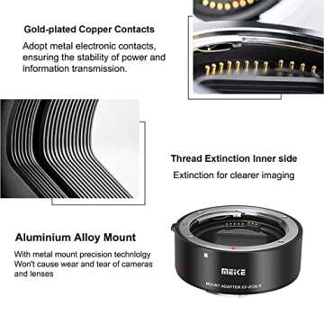 Meike Metal Lens Adapter EF-EOSR Auto-Focus Mount Converter for Canon EF/EF-S Lens to EOS-R EOS-RP R5 R6 R7 R10 C70 and RED Komodo Cameras