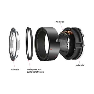 Meike Metal Lens Adapter EF-EOSR Auto-Focus Mount Converter for Canon EF/EF-S Lens to EOS-R EOS-RP R5 R6 R7 R10 C70 and RED Komodo Cameras