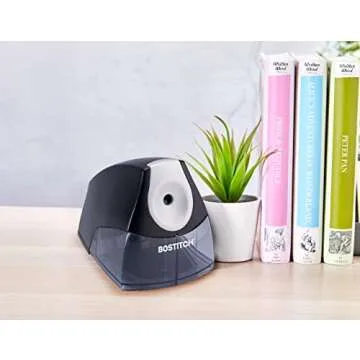 Bostitch Office Personal Electric Pencil Sharpener, Powerful Stall-Free Motor, High Capacity Shavings Tray, 7yr Warranty,Black