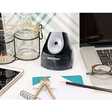 Bostitch Office Personal Electric Pencil Sharpener, Powerful Stall-Free Motor, High Capacity Shavings Tray, 7yr Warranty,Black