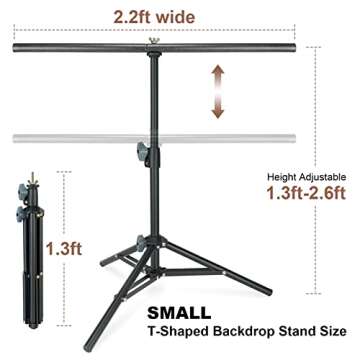 LINCO Lincostore Photography PVC Backdrop Background Small Support Stand System Metal 2.2ft Wide 2.6ft High Black