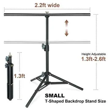 LINCO Lincostore Photography PVC Backdrop Background Small Support Stand System Metal 2.2ft Wide 2.6ft High Black