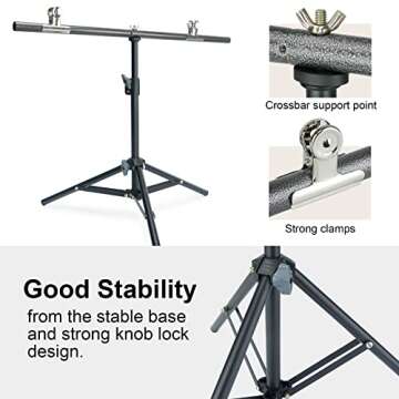 LINCO Lincostore Photography PVC Backdrop Background Small Support Stand System Metal 2.2ft Wide 2.6ft High Black