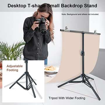 LINCO Lincostore Photography PVC Backdrop Background Small Support Stand System Metal 2.2ft Wide 2.6ft High Black