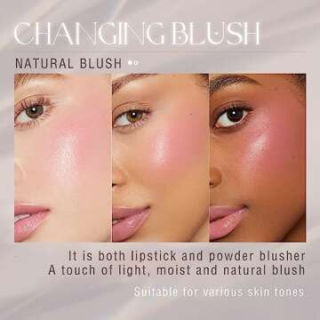 NewBang Color Changing Blush Stick for Cheeks Makeup,Clear Blush PH Temperature Changing Pink Cream Blusher Magic Waterproof Face Stick Multi-Use Lips and Cheek Tint,Matte Finish Natural Lightweight