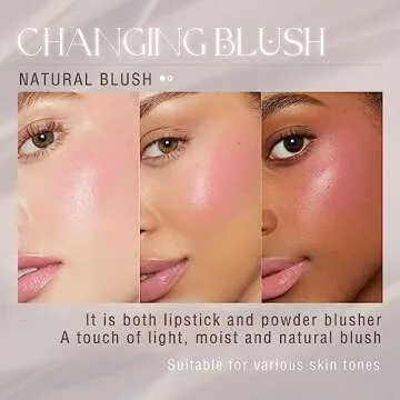 NewBang Color Changing Blush Stick for Cheeks Makeup,Clear Blush PH Temperature Changing Pink Cream Blusher Magic Waterproof Face Stick Multi-Use Lips and Cheek Tint,Matte Finish Natural Lightweight