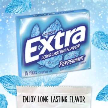 LAIBY Long Lasting Flavor Peppermint Extra Gum | Sugar Free Chewing Mega Pack Bulk 15 Pieces (Pack of 10)