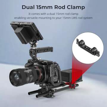 SmallRig V Mount Battery Plate, V-Lock Battery Plate with Dual 15mm Rod Clamp, 1/4"-20 & 3/8"-16 Threaded Holes, for SmallRig V Mount Battery VB99 SE / VB99 / VB99 Pro, for Neewer PS099E