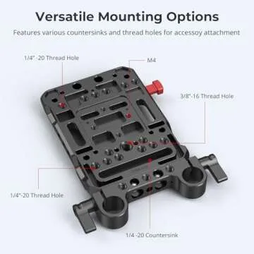 SmallRig V Mount Battery Plate, V-Lock Battery Plate with Dual 15mm Rod Clamp, 1/4"-20 & 3/8"-16 Threaded Holes, for SmallRig V Mount Battery VB99 SE / VB99 / VB99 Pro, for Neewer PS099E