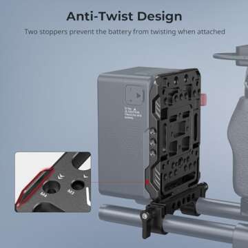 SmallRig V Mount Battery Plate, V-Lock Battery Plate with Dual 15mm Rod Clamp, 1/4"-20 & 3/8"-16 Threaded Holes, for SmallRig V Mount Battery VB99 SE / VB99 / VB99 Pro, for Neewer PS099E