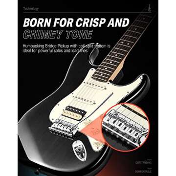 Donner 39 Inch Electric Guitar, Seeker Series DST-400 Solid Alder Body Electric Guitar for Intermediate & Pro Players, Single Coil Split System & Tremolo Bridge, Bonus Bag, Cable, Strap