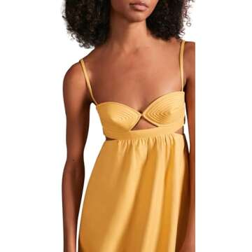 Stylish Open Back Yellow Matelasse Cotton Long Dress