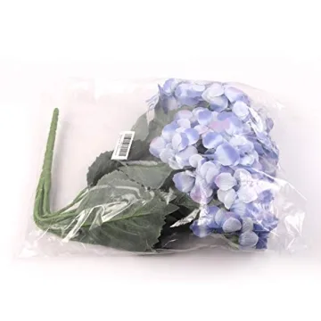 Larksilk Blue Hydrangea Silk Flower Bush - Real Touch, UV Resistant