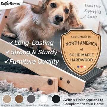 Dog Ramp for Bed, by DoggoRamps – Solid Hardwood Dog Ramp for High Beds (Adjustable up to 37" Tall...