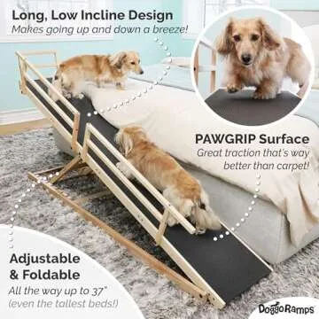 Dog Ramp for High Beds – Solid Hardwood with Non-Slip Grip
