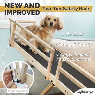 Dog Ramp for High Beds – Solid Hardwood with Non-Slip Grip