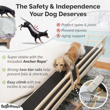 Dog Ramp for High Beds – Solid Hardwood with Non-Slip Grip