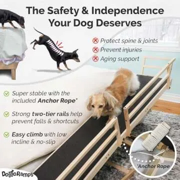 Dog Ramp for High Beds – Solid Hardwood with Non-Slip Grip