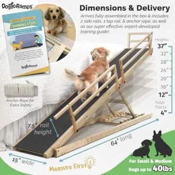 Dog Ramp for High Beds – Solid Hardwood with Non-Slip Grip