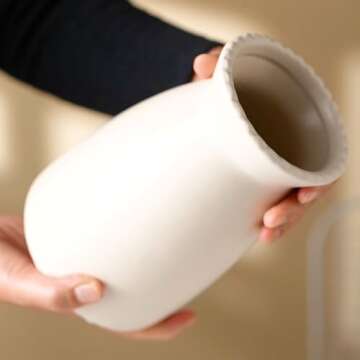 hjn White Ceramic Vase – Minimalist Home Decor Vase for Flowers, Centerpieces, and Modern Interior...