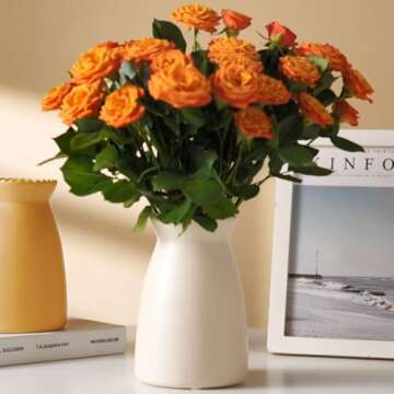 hjn White Ceramic Vase – Minimalist Home Decor Vase for Flowers, Centerpieces, and Modern Interiors (Cream White)