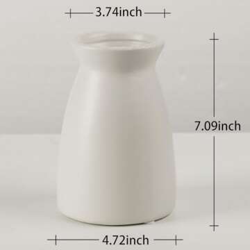 hjn White Ceramic Vase – Minimalist Home Decor Vase for Flowers, Centerpieces, and Modern Interiors (Cream White)