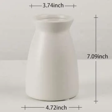 hjn White Ceramic Vase – Minimalist Home Decor Vase for Flowers, Centerpieces, and Modern Interiors (Cream White)
