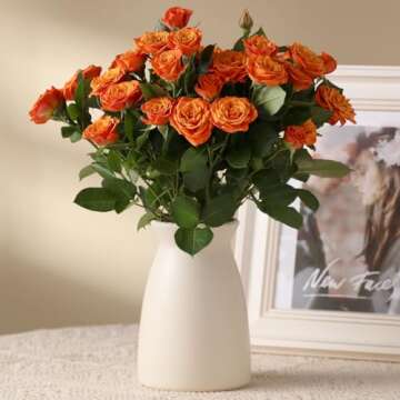 hjn White Ceramic Vase – Minimalist Home Decor Vase for Flowers, Centerpieces, and Modern Interiors (Cream White)