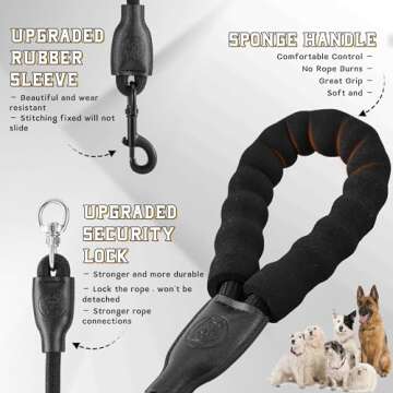 Heavy Duty Three Dog Leash with Padded Handle and 360° Swivel
