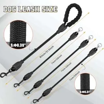 Heavy Duty Three Dog Leash with Padded Handle and 360° Swivel