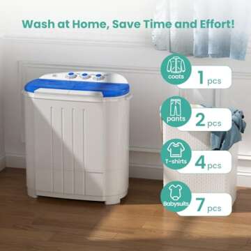 Auertech Portable Washing Machine - Mini Compact Top Load Washer for Small Spaces