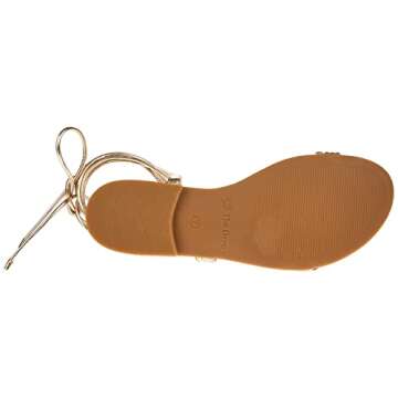 The Drop Women's Samantha Flat Strappy Lace-Up Sandal, Gold, 9