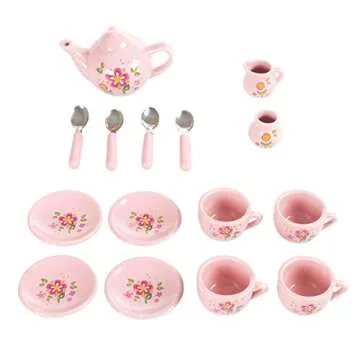Hey! Play! Kids 17pc Mini Tea Set for Pretend Play