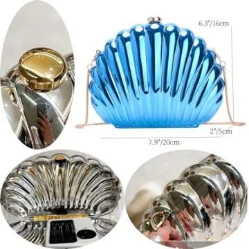 JESPPIN Glitter Seashell Evening Clutch Purse Mini Chain Shoulder Bag Acrylic Shell Pearl Crossbody Bag (A-Gold)
