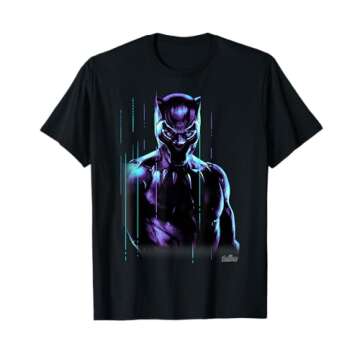 Marvel Infinity War Black Panther Neon Glow Graphic T-Shirt T-Shirt