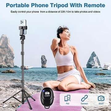 70" Phone Tripod, Tripod for iphone with Remote & Phone Holder, Portable Cell Phone Tripod Stand, Selfie Stick Cellphone Tripod for Video Recording, Compatible with iPhone 14 13 Pro Max/Android/Camera