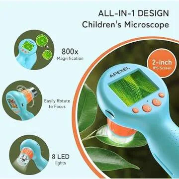 APEXEL Kids Digital Microscope with IPS Screen