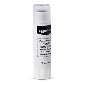 Amazon Basics Purple Washable School Glue Sticks, Dries Clear, 0.24-oz Stick, 30-Pack