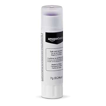 Amazon Basics Purple Washable School Glue Sticks, Dries Clear, 0.24-oz Stick, 30-Pack