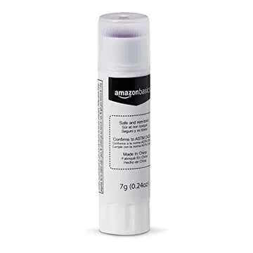 Amazon Basics Purple Washable School Glue Sticks, Dries Clear, 0.24-oz Stick, 30-Pack
