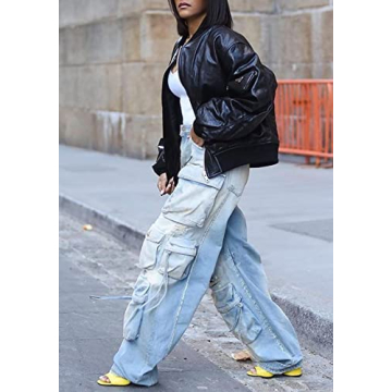 Stylish Cargo Jeans Women Baggy High Waist Comfort Fit