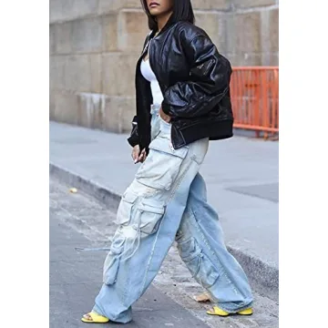 Stylish Cargo Jeans Women Baggy High Waist Comfort Fit