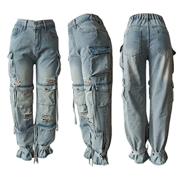 Stylish Cargo Jeans Women Baggy High Waist Comfort Fit