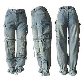 Stylish Cargo Jeans Women Baggy High Waist Comfort Fit