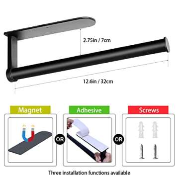 Magnetic Paper Towel Holder, OBODING, 3-in-1 Multifunctional Black Kitchen Paper Towel Holders with ...