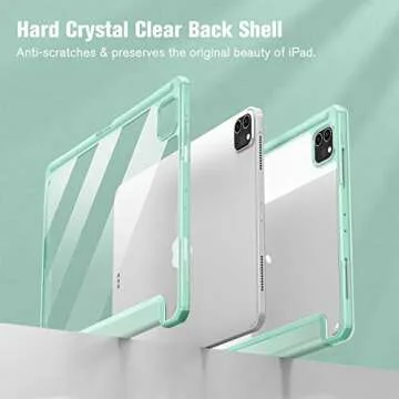 Fintie Hybrid Slim Case for iPad Pro 11-inch (4th / 3rd Generation) 2022/2021 - [Built-in Pencil Holder] Shockproof Cover w/Clear Transparent Back Shell, Also Fit iPad Pro 11" 2nd Gen, Green
