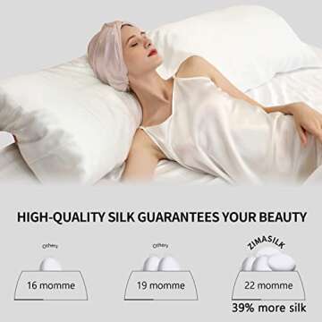 ZIMASILK 22 Momme 100% Mulberry Silk Bonnet for Sleeping & Women Hair Care, Highest Grade 6A Silk ha...