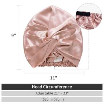 ZIMASILK 22 Momme 100% Mulberry Silk Bonnet for Sleeping & Women Hair Care, Highest Grade 6A Silk hair wrap for sleeping with Premium Elastic Stay On Head (1Pc, Rose Gold)